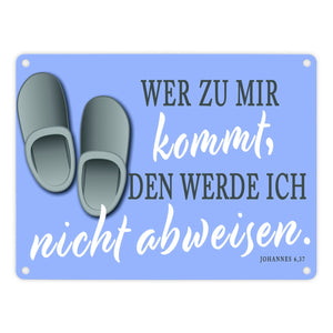 Bibelvers aus dem Johannes Evangelium Schild grau Gastfreundschaft