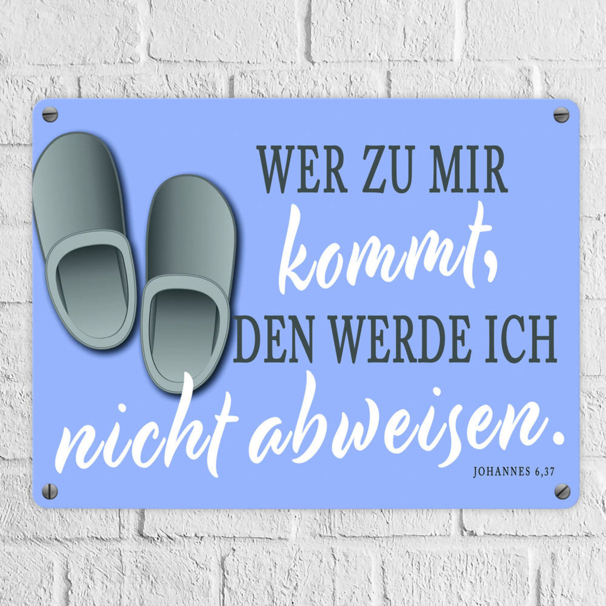 Bibelvers aus dem Johannes Evangelium Schild grau Gastfreundschaft