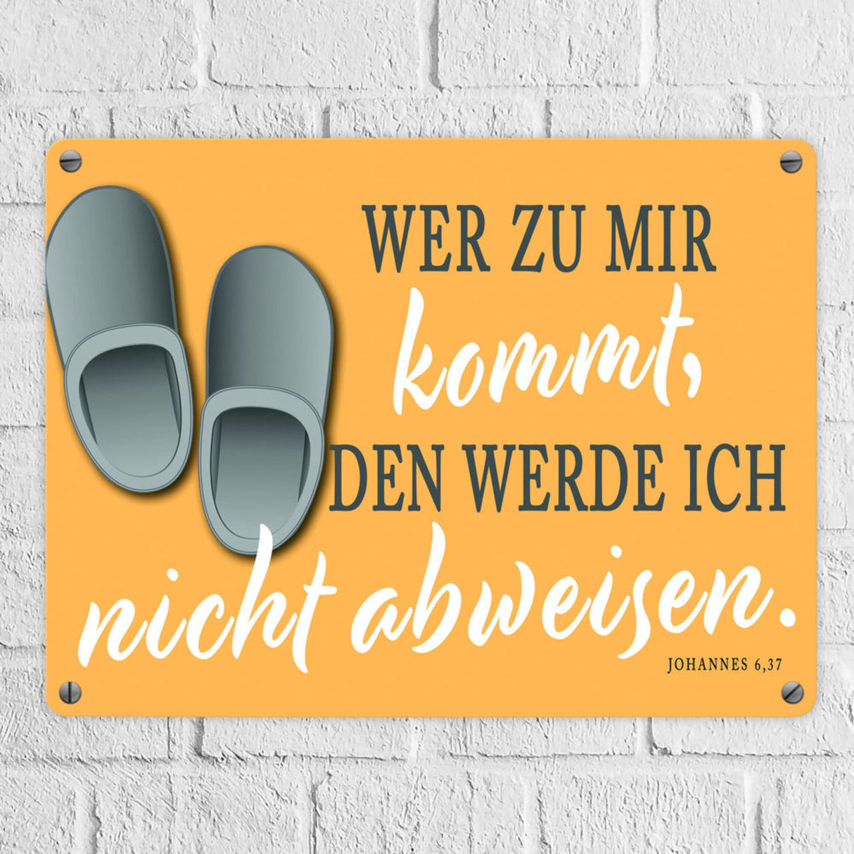 Bibelvers aus dem Johannes Evangelium Schild grau Gastfreundschaft