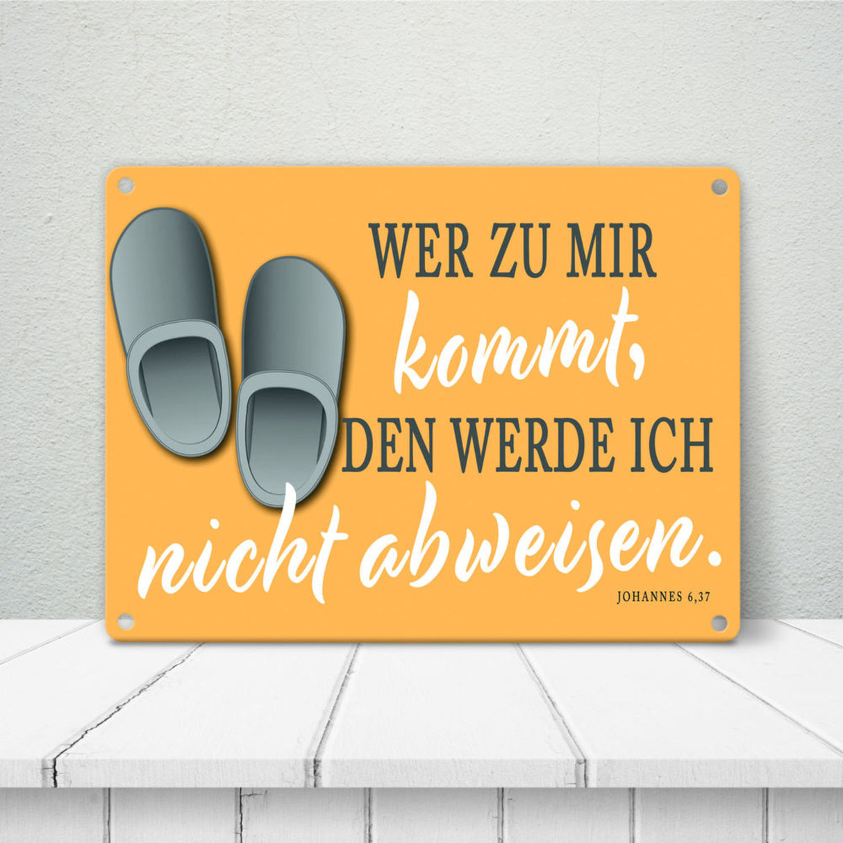Bibelvers aus dem Johannes Evangelium Schild grau Gastfreundschaft