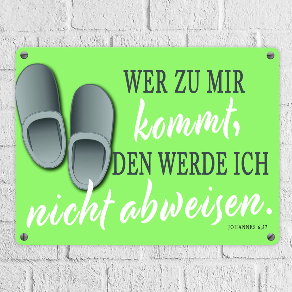Bibelvers aus dem Johannes Evangelium Schild grau Gastfreundschaft
