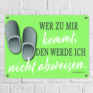 Bibelvers aus dem Johannes Evangelium Schild grau Gastfreundschaft