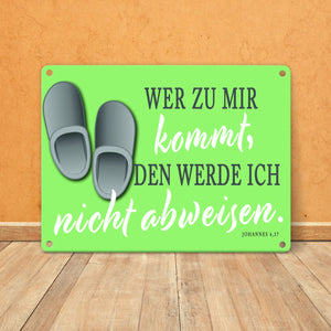 Bibelvers aus dem Johannes Evangelium Schild grau Gastfreundschaft