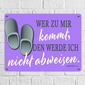Bibelvers aus dem Johannes Evangelium Schild grau Gastfreundschaft