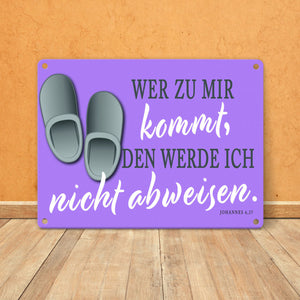 Bibelvers aus dem Johannes Evangelium Schild grau Gastfreundschaft