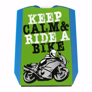 Keep calm & ride a bike Parkscheibe mit Motorrad Motiv in rot
