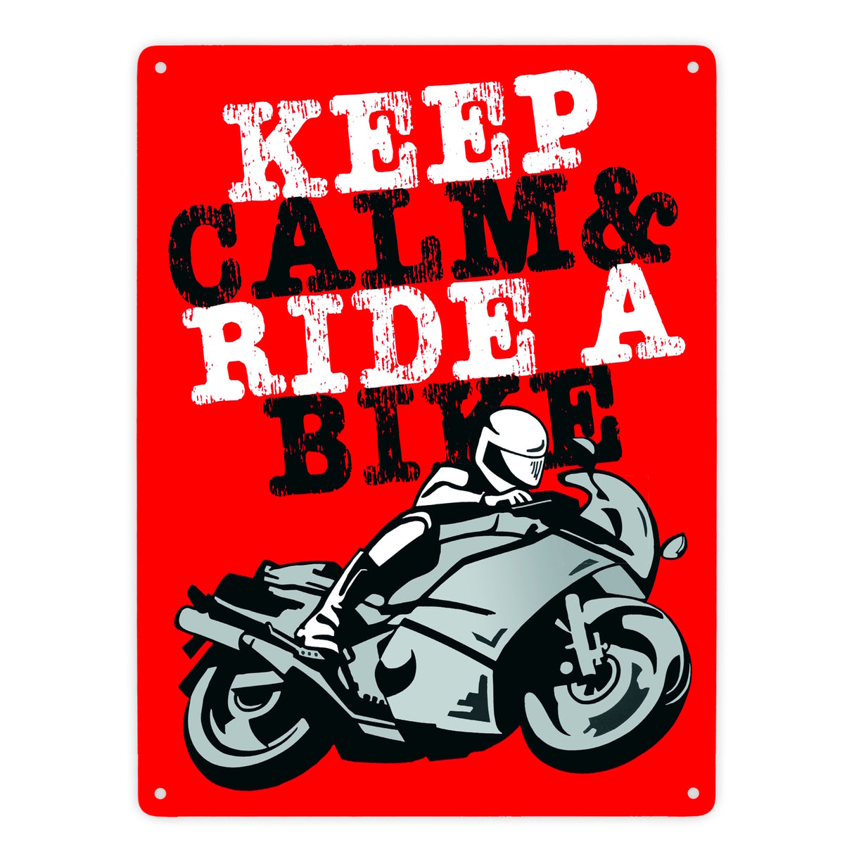 Keep calm & ride a bike Metallschild zum Thema Motorrad fahren