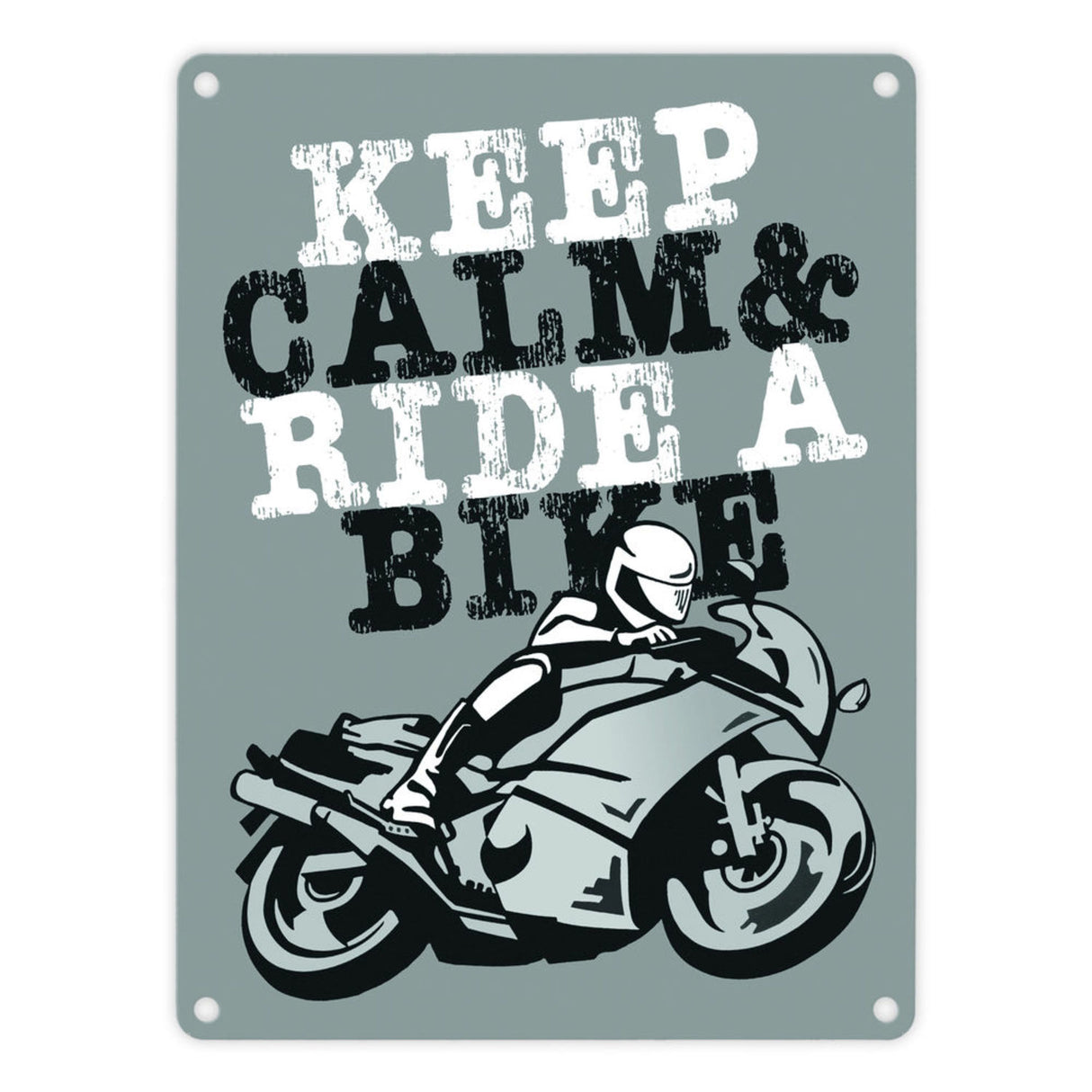 Keep calm & ride a bike Metallschild zum Thema Motorrad fahren