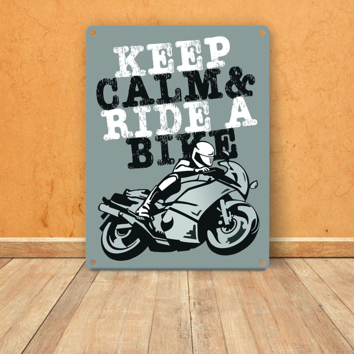 Keep calm & ride a bike Metallschild zum Thema Motorrad fahren