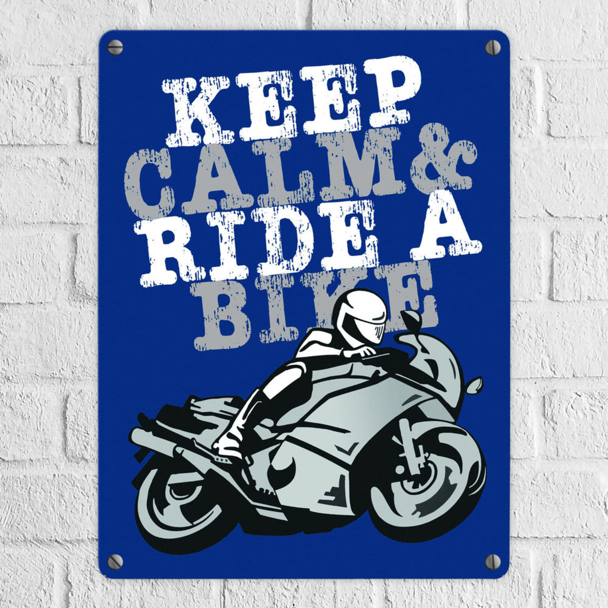 Keep calm & ride a bike Metallschild zum Thema Motorrad fahren
