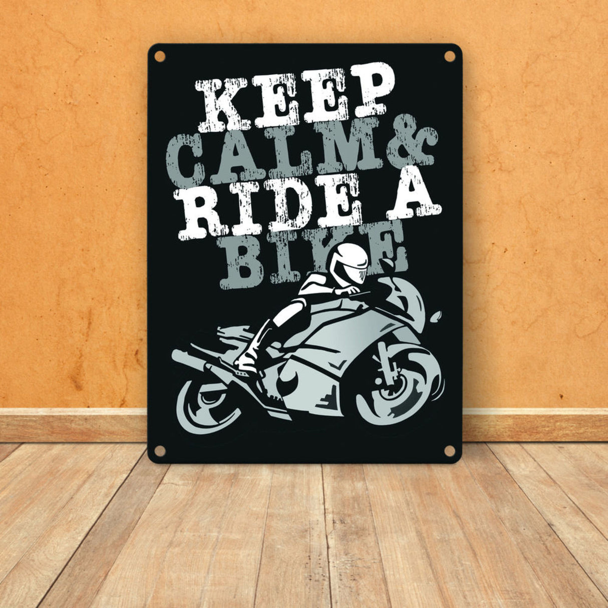 Keep calm & ride a bike Metallschild zum Thema Motorrad fahren