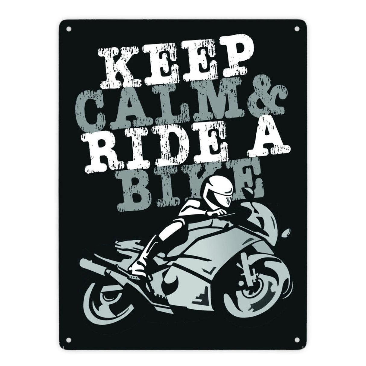 Keep calm & ride a bike Metallschild zum Thema Motorrad fahren