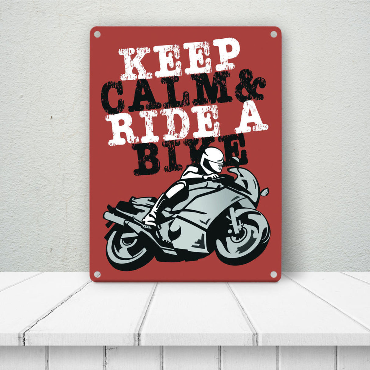 Keep calm & ride a bike Metallschild zum Thema Motorrad fahren