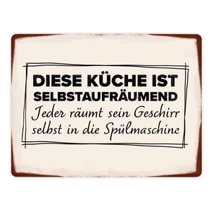 Diese Küche ist selbstaufräumend Metallschild in 15x20 cm für den Haushalt