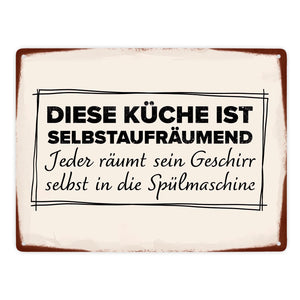 Diese Küche ist selbstaufräumend Metallschild in 15x20 cm für den Haushalt