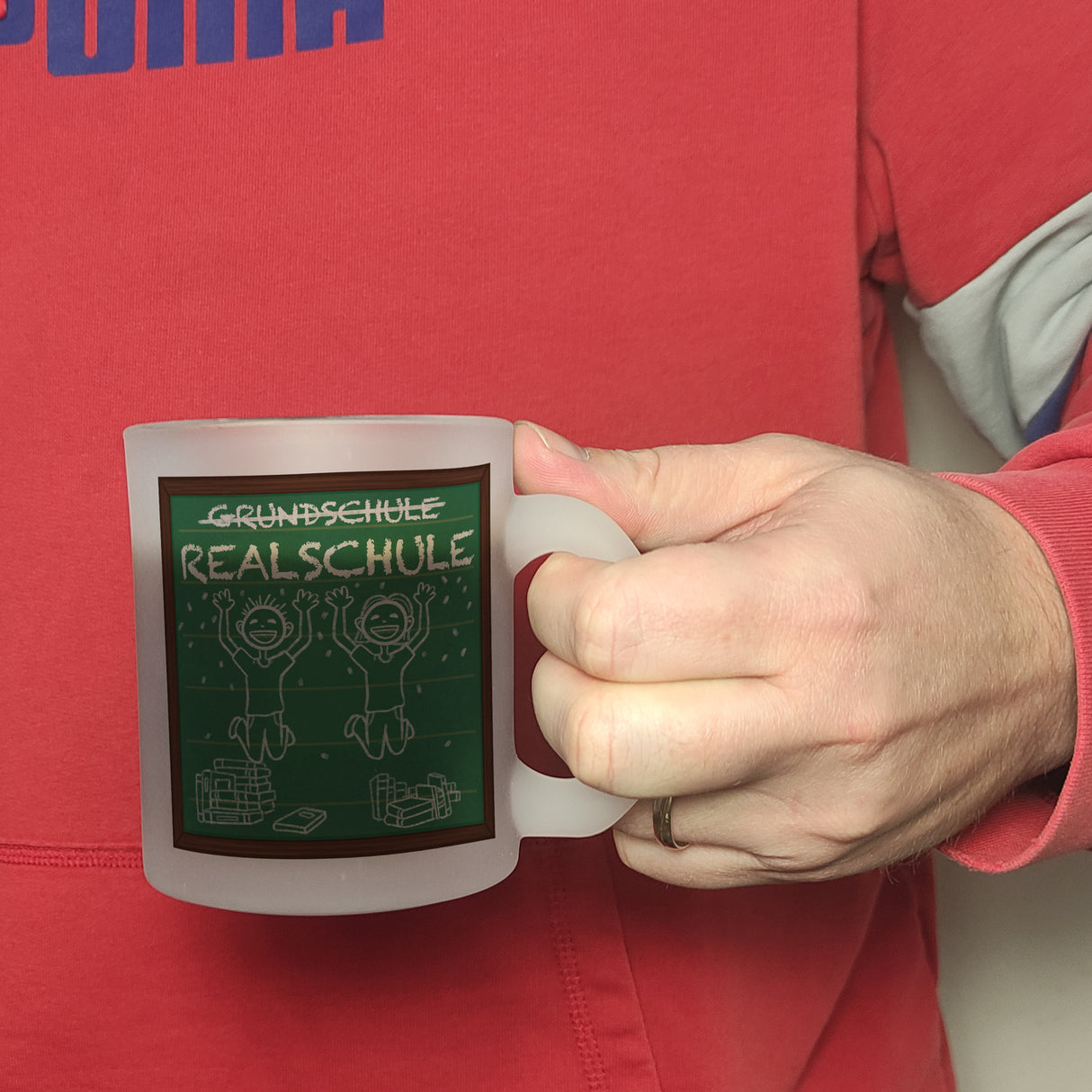 Realschule Kaffeebecher für die weiterführende Schule im Tafellook