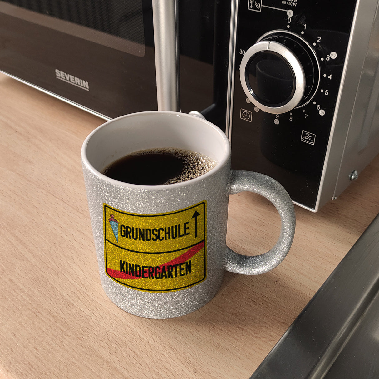 Grundschule Ortsschild Kaffeebecher zur Einschulung