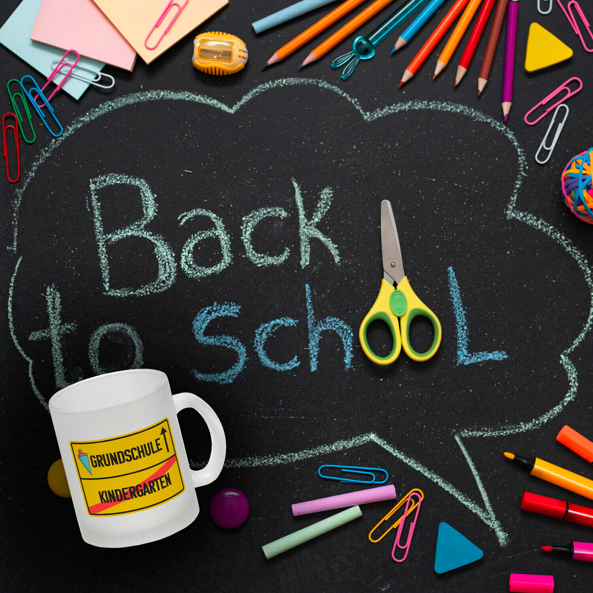 Grundschule Ortsschild Kaffeebecher zur Einschulung