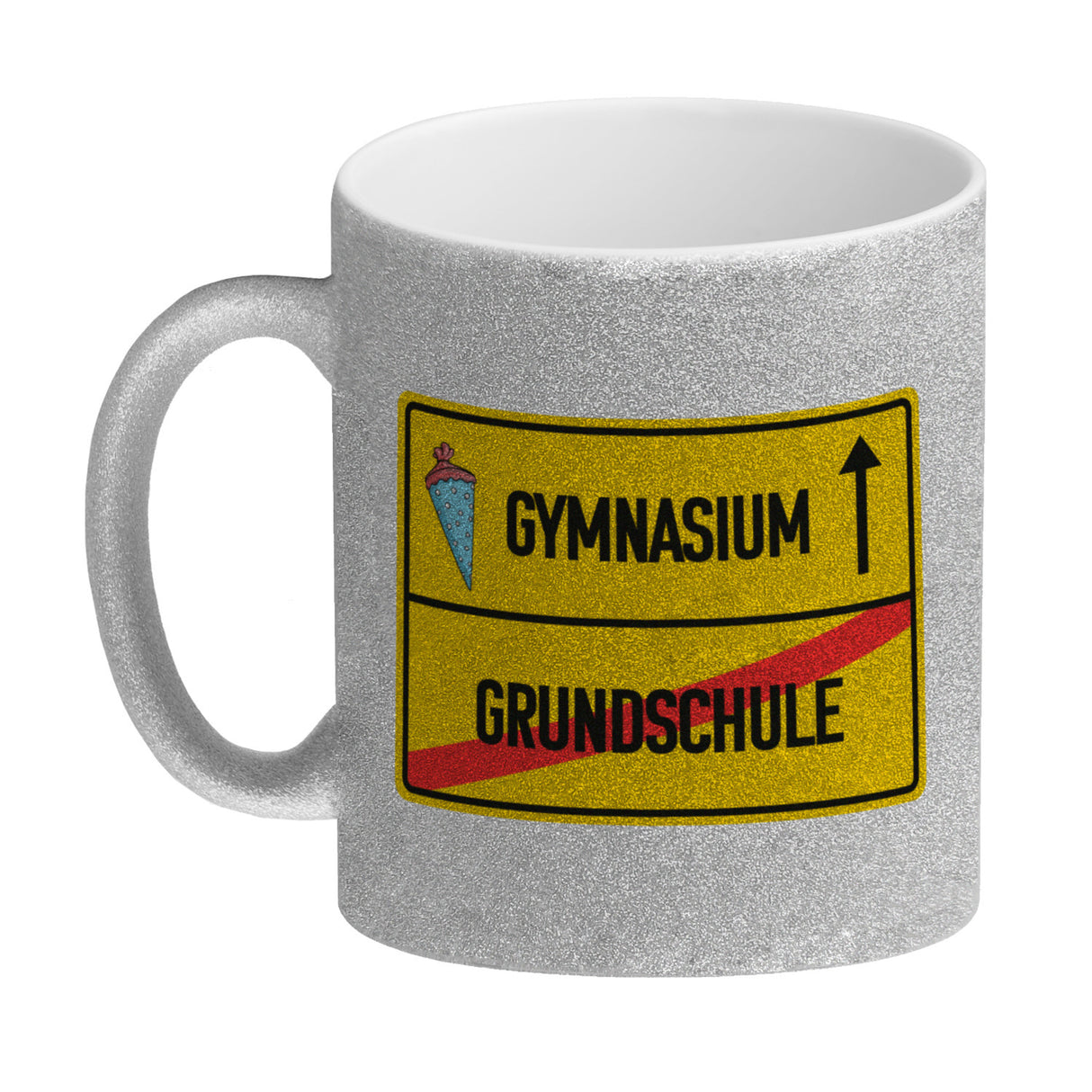 Gymnasium Ortsschild Kaffeebecher zur Einschulung