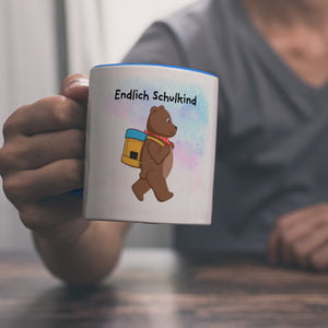 Endlich Schulkind Bär Kaffeebecher für die Einschulung