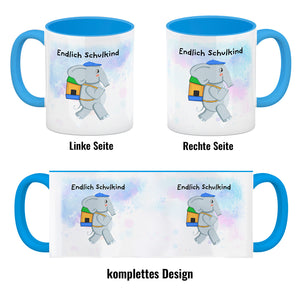 Endlich Schulkind Elefant Kaffeebecher für die Einschulung