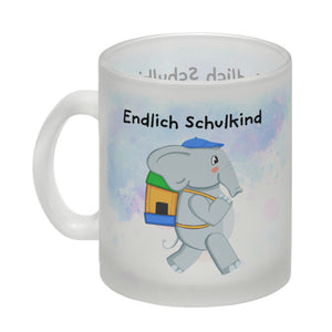 Endlich Schulkind Elefant Kaffeebecher für die Einschulung
