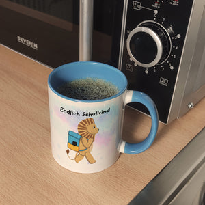 Endlich Schulkind Löwe Kaffeebecher für die Einschulung