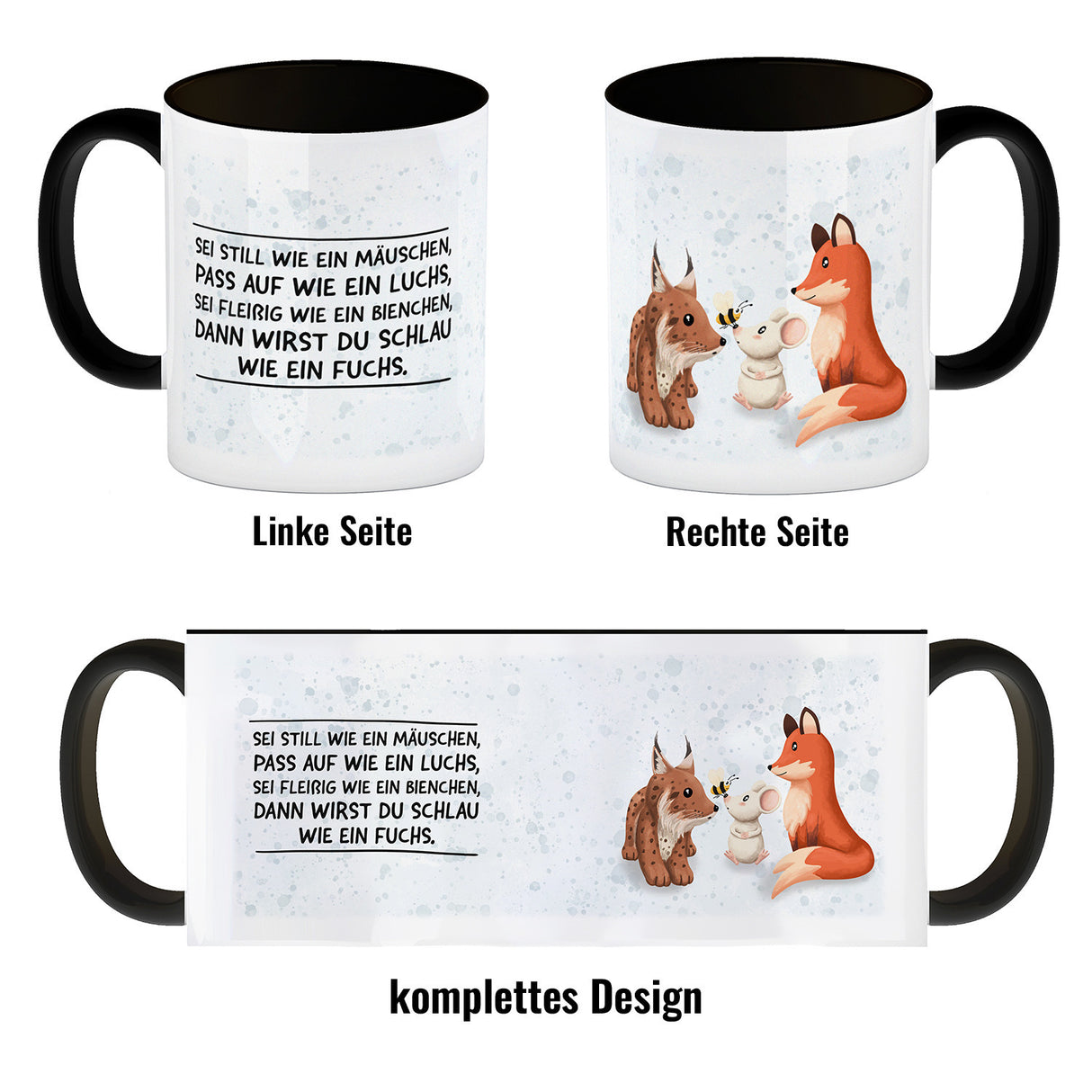 Schlauer Fuchs Kaffeebecher zur Einschulung mit Tiermotiv und Spruch