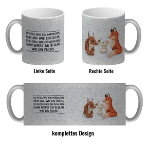 Schlauer Fuchs Kaffeebecher zur Einschulung mit Tiermotiv und Spruch