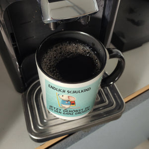 Endlich Schulkind Kaffeebecher mit niedlicher Maus und Spruch