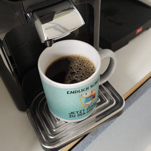 Endlich Schulkind Kaffeebecher mit niedlicher Maus und Spruch