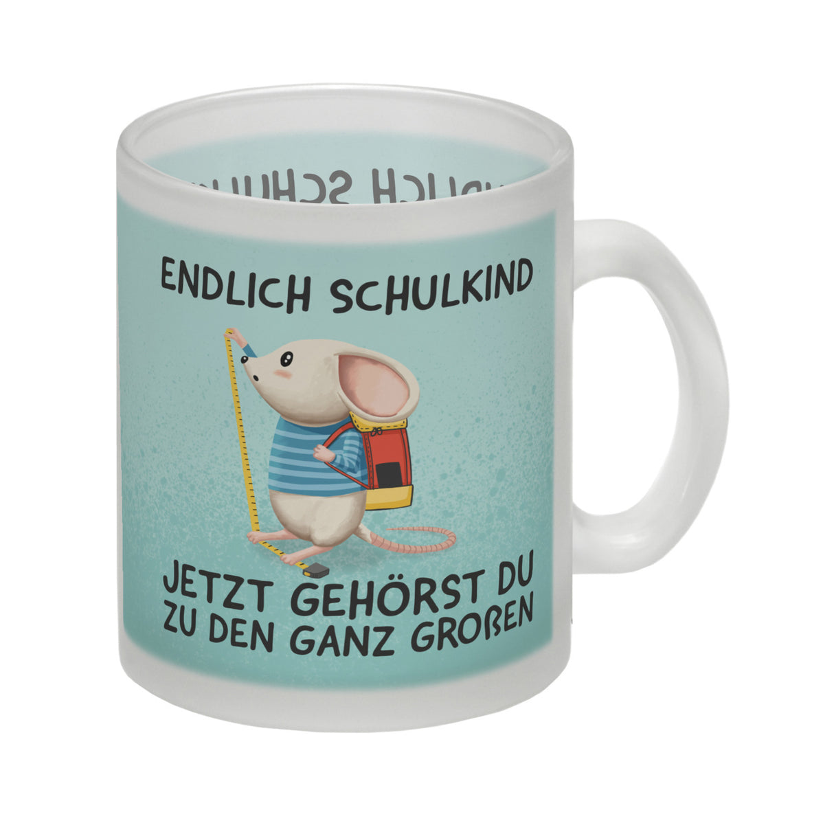 Endlich Schulkind Kaffeebecher mit niedlicher Maus und Spruch