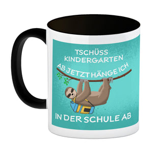 Tschüss Kindergarten... Faultier Kaffeebecher für die Einschulung