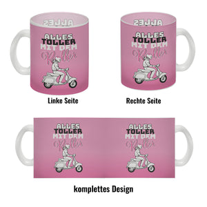 Alles toller mit dem Roller Kaffeebecher in {rosa} mit Rollerfahrerin