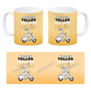 Alles toller mit dem Roller Kaffeebecher in {rosa} mit Rollerfahrerin