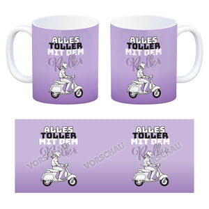 Alles toller mit dem Roller Kaffeebecher in {rosa} mit Rollerfahrerin