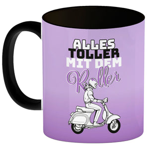 Alles toller mit dem Roller Kaffeebecher in {rosa} mit Rollerfahrerin