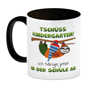 Tschüss Kindergarten Faultier Kaffeebecher für die Einschulung
