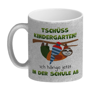 Tschüss Kindergarten Faultier Kaffeebecher für die Einschulung