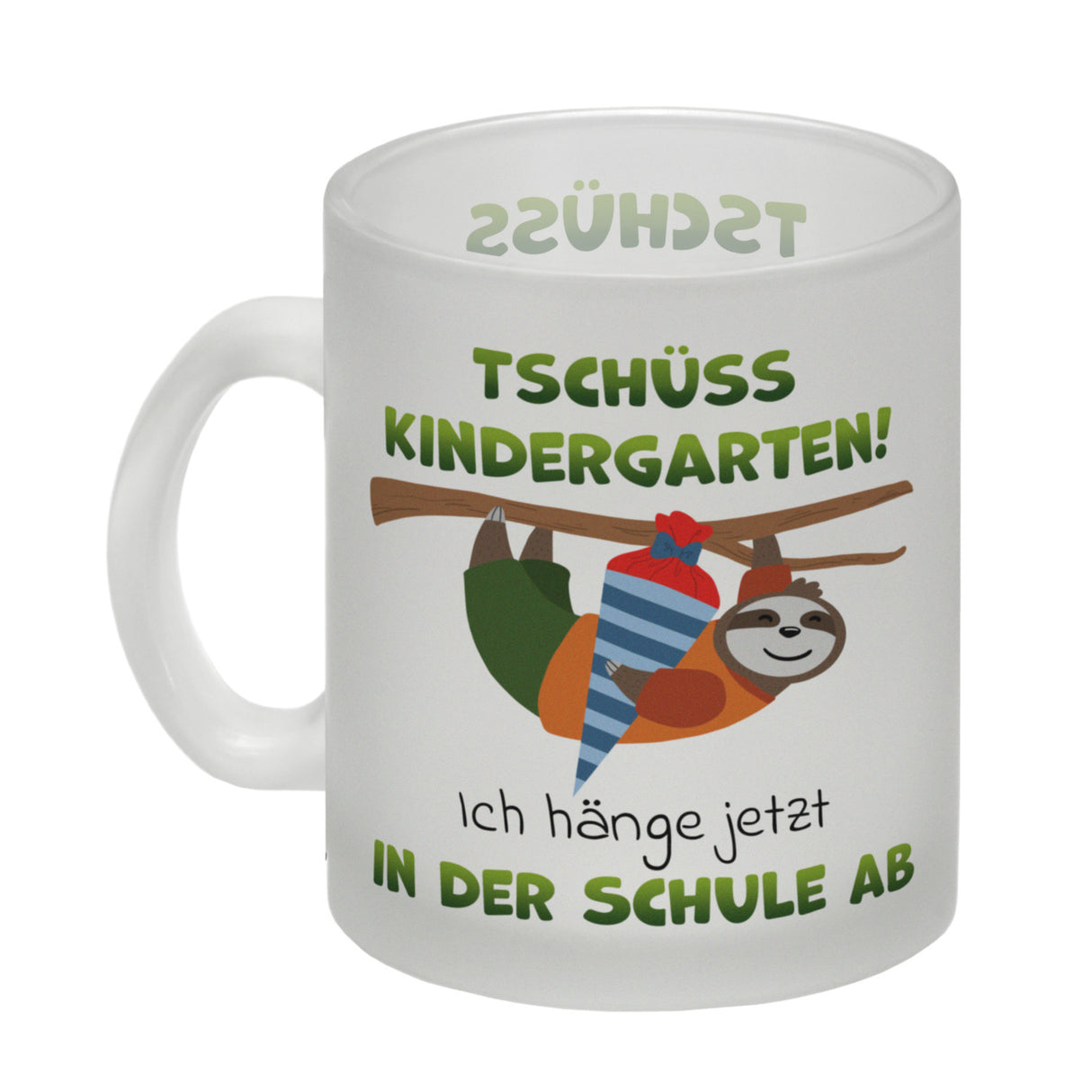 Tschüss Kindergarten Faultier Kaffeebecher für die Einschulung
