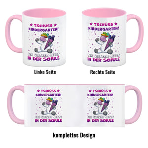 Tschüss Kindergarten Einhorn Kaffeebecher für die Einschulung