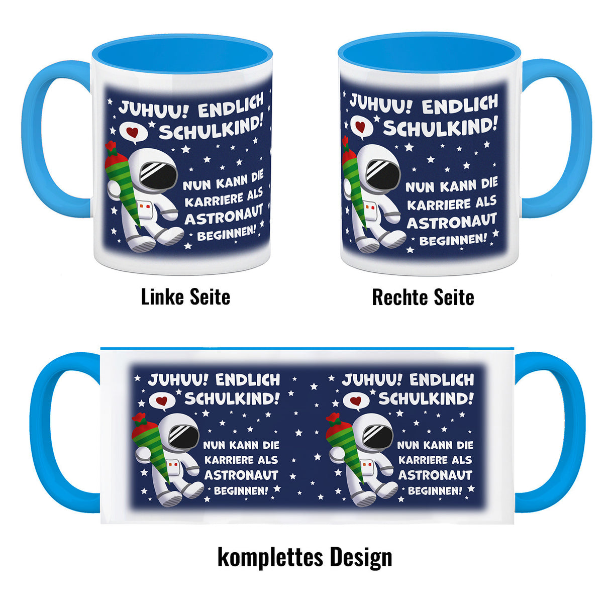 Juhuu endlich Schulkind Astronaut Kaffeebecher zur Einschulung