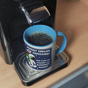 Juhuu endlich Schulkind Astronaut Kaffeebecher zur Einschulung