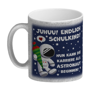 Juhuu endlich Schulkind Astronaut Kaffeebecher zur Einschulung