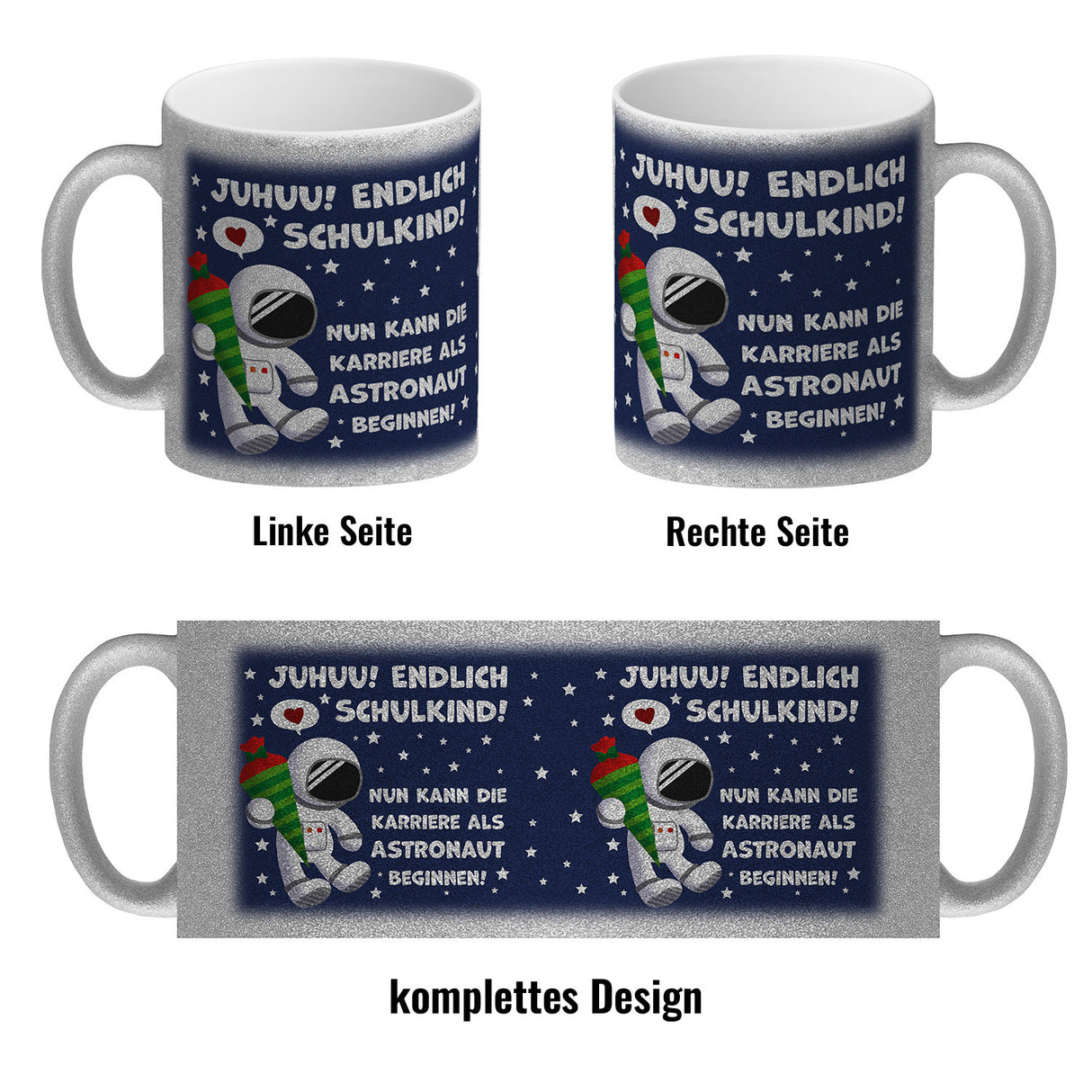 Juhuu endlich Schulkind Astronaut Kaffeebecher zur Einschulung
