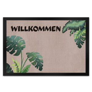 Willkommen Fußmatte mit tropischen Pflanzen