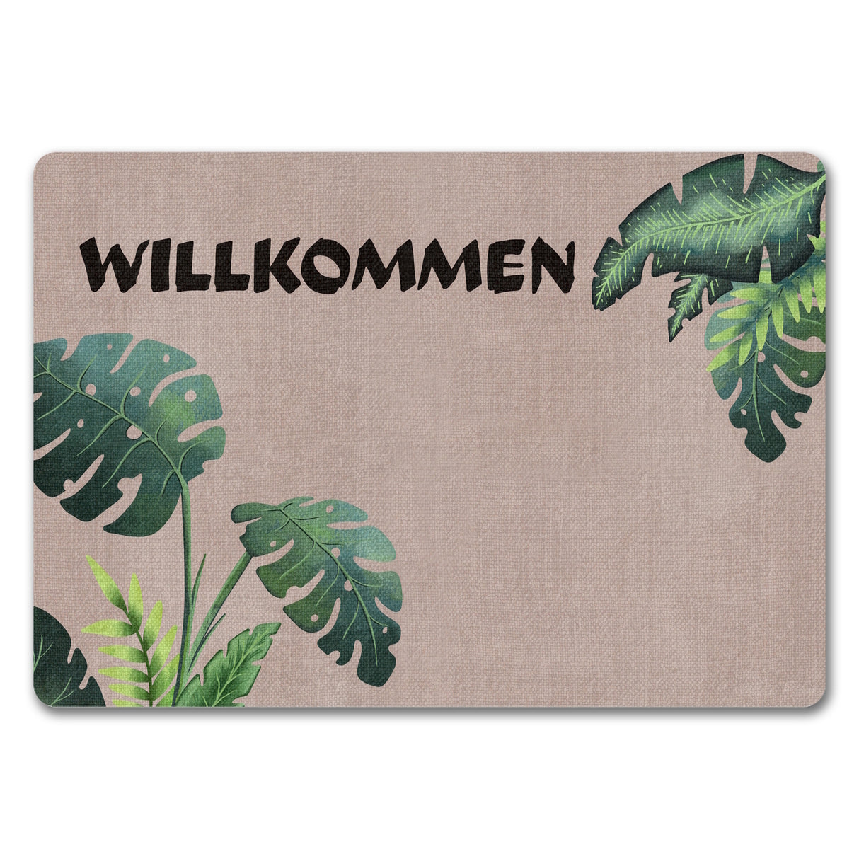 Willkommen Fußmatte mit tropischen Pflanzen
