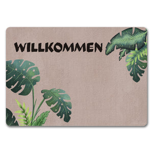 Willkommen Fußmatte mit tropischen Pflanzen