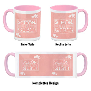 Schön, dass es dich gibt Kaffeebecher in pink mit Herzchen