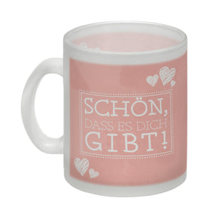 Schön, dass es dich gibt Kaffeebecher in pink mit Herzchen